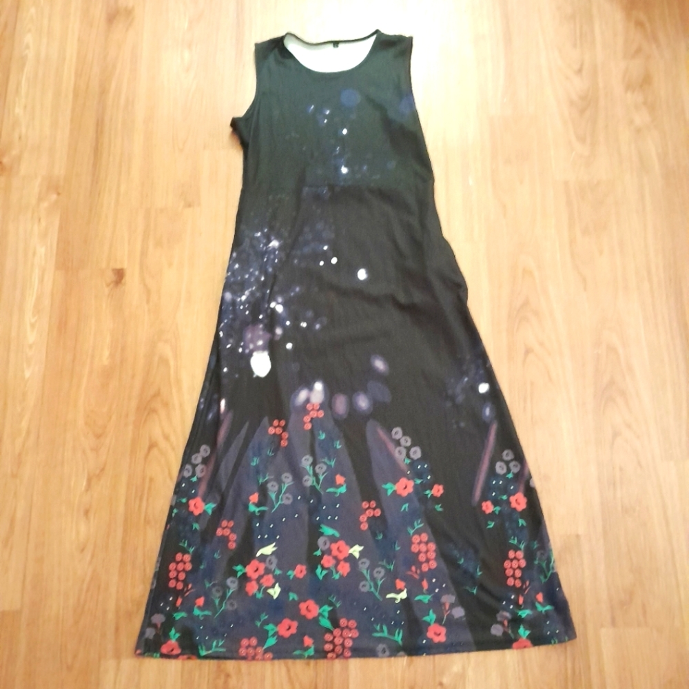 Like New GALAXY FLORAL Maxi Dress w/Pockets XL